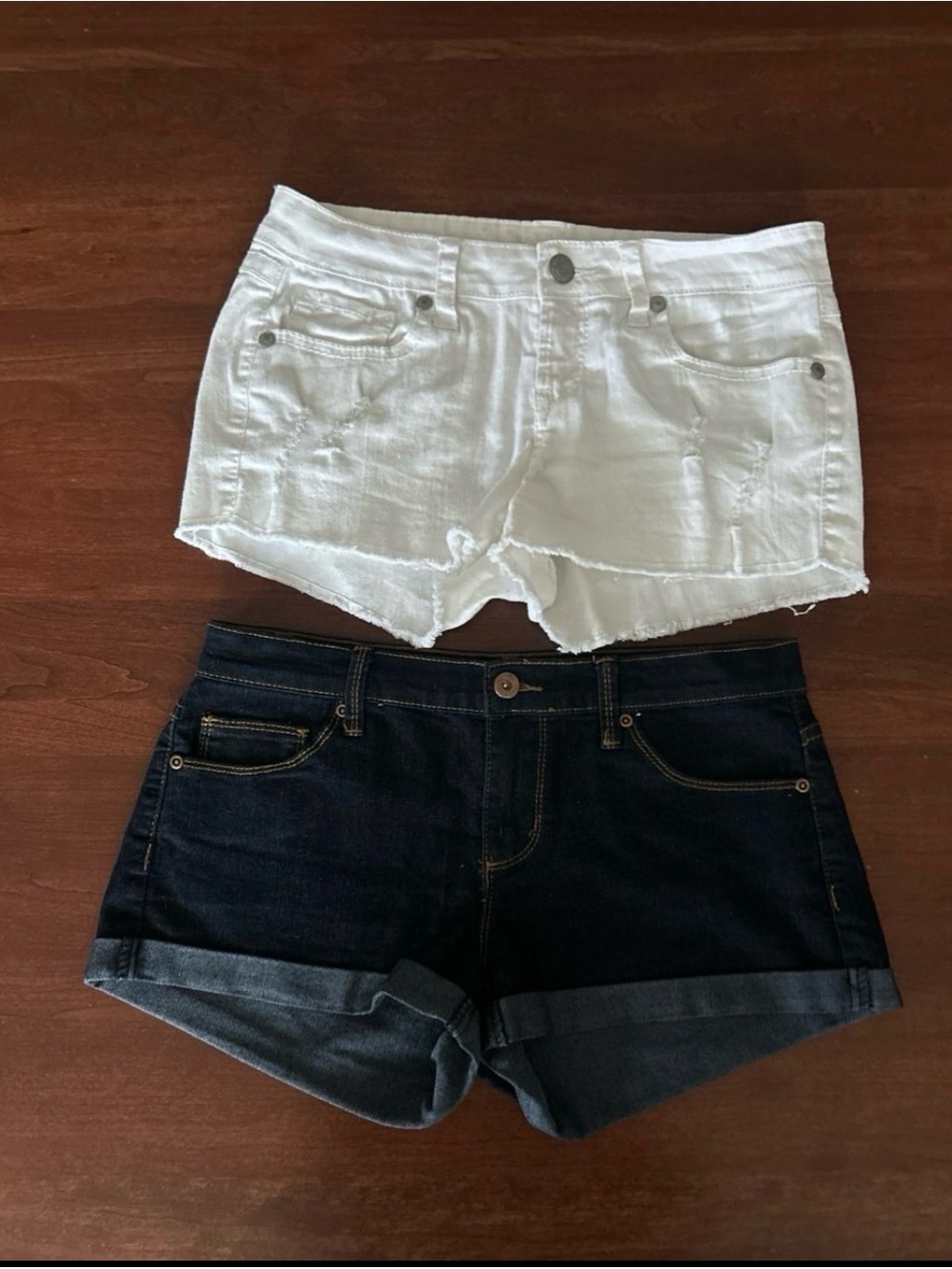Forever 21 Dark Blue Denim Shorts Wallflower White Shorts Duo